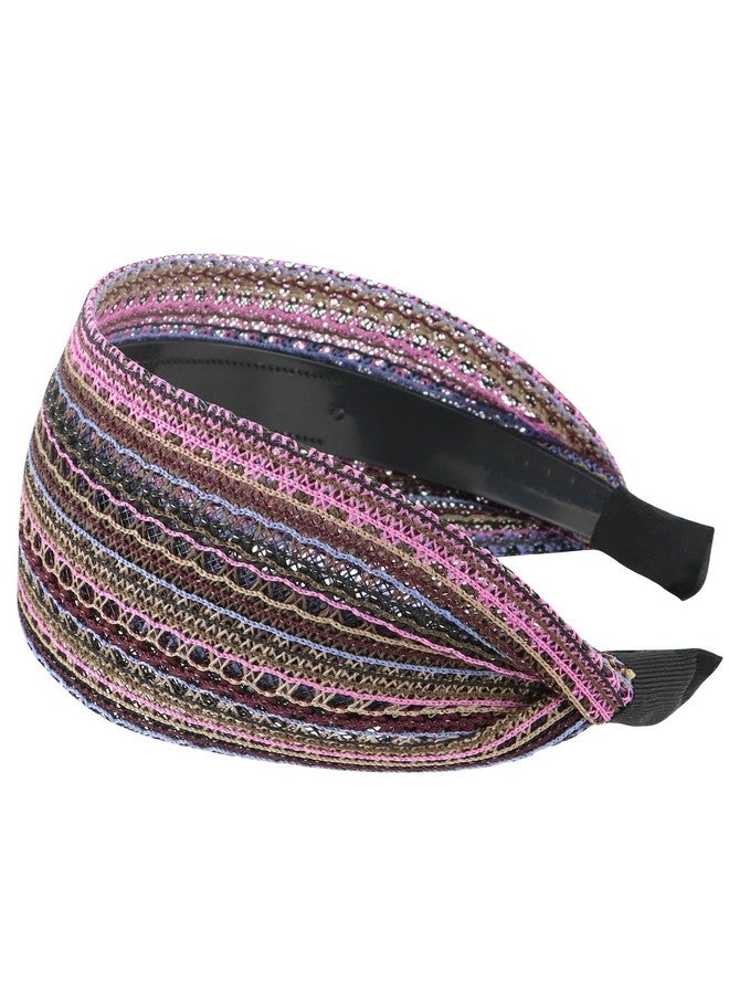 ACO-UINT Boho Headbands For Women Nonslip Wide Headbands Large Head Bands For Women'S Hair Thick Headbands With Teeth Fashion Hairbands Hair Accessories For Women Girls (Purple) - Image 1