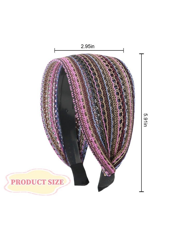 ACO-UINT Boho Headbands For Women Nonslip Wide Headbands Large Head Bands For Women'S Hair Thick Headbands With Teeth Fashion Hairbands Hair Accessories For Women Girls (Purple) - Image 2