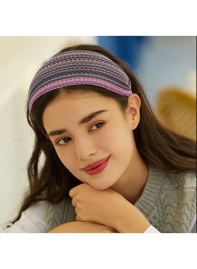 ACO-UINT Boho Headbands For Women Nonslip Wide Headbands Large Head Bands For Women'S Hair Thick Headbands With Teeth Fashion Hairbands Hair Accessories For Women Girls (Purple) - Image 3