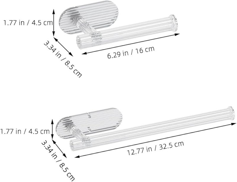 2Pcs Clear Acrylic Towel Rack Self Adhesive Wall Mounted Holder For Kitchen Bathroom - Image 4