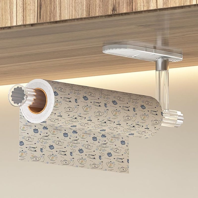 2Pcs Clear Acrylic Towel Rack Self Adhesive Wall Mounted Holder For Kitchen Bathroom - Image 3