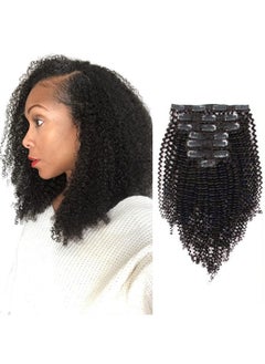 أيه بي أتس أميزنغ بيوتي هير وصلات شعر مجعدة من ABH AMAZINGBEAUTY HAIR Kinkys، 3C و4A، خصلات مزدوجة من شعر بشري حقيقي مجعد، مشابك شعر للأمريكيين من أصل أفريقي، 120 جرام، لون أسود طبيعي #1B، 10 بوصات  - Image 1