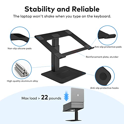 VECOFO Laptop Stand for Desk, Ergonomic Aluminum Laptop Stand Adjustable Height from 7-15", Sitting and Standing Laptop Riser for 10-17" Notebook - Image 5