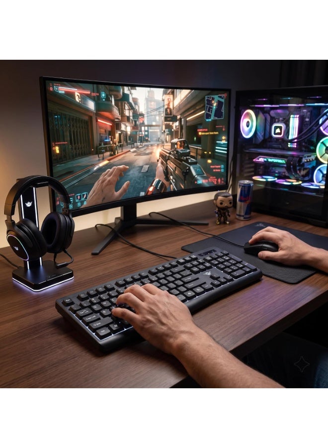 KM2024 Wired Keyboard and Mouse Combo for Windows PC, USB Plug-and-Play, Spill-Resistant - Image 4