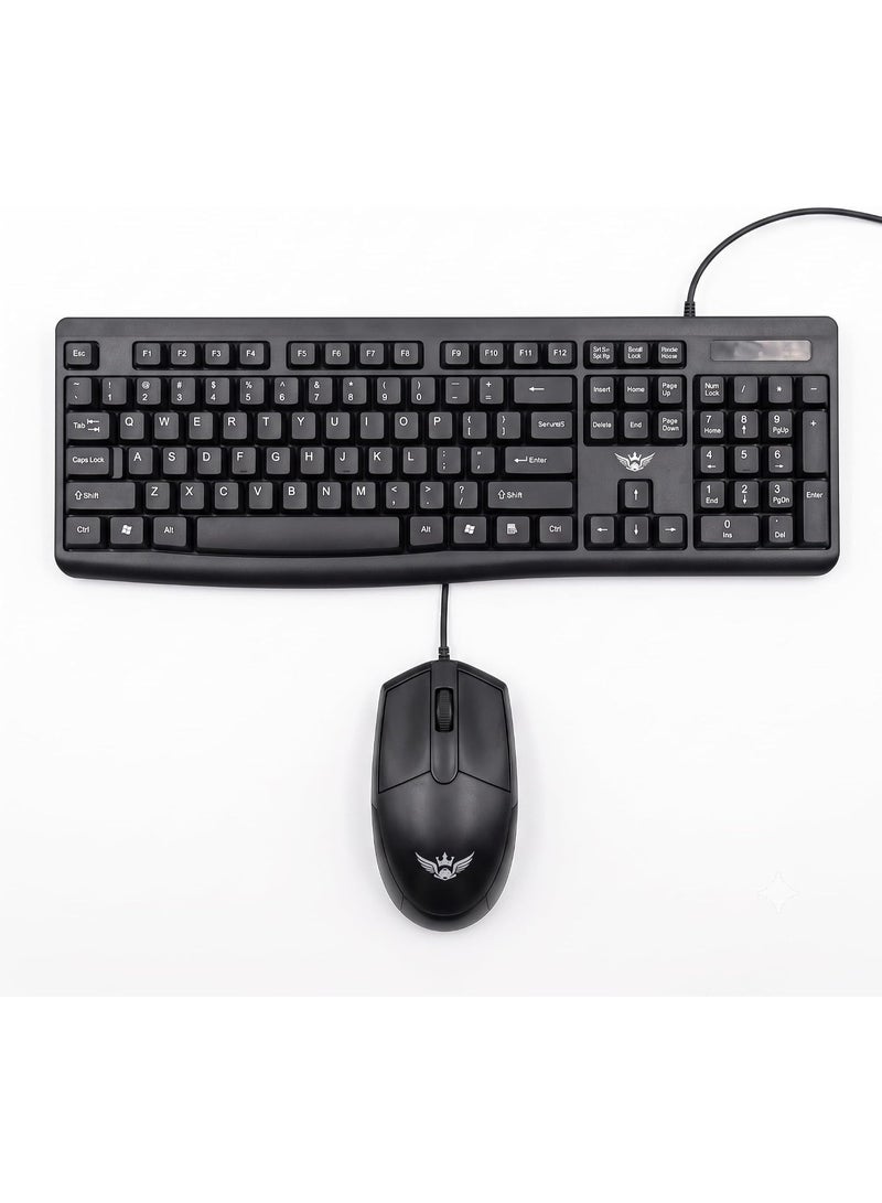 KM2024 Wired Keyboard and Mouse Combo for Windows PC, USB Plug-and-Play, Spill-Resistant - Image 1