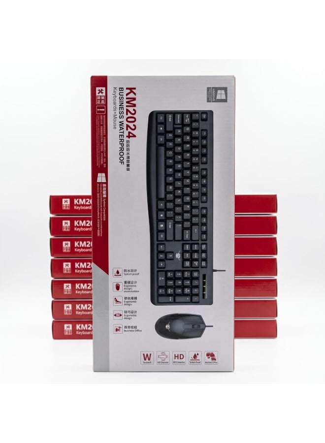 KM2024 Wired Keyboard and Mouse Combo for Windows PC, USB Plug-and-Play, Spill-Resistant - Image 3