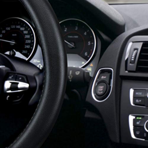 Haokay Heavy Duty Pure Cowhide Steering Wheel Cover, Black Genuine Leather Steering Wheel Cover Men Women Universal 14.5 to 15 Inch - Image 3
