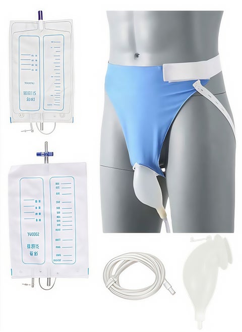 Reusable Silicone Urine Collector with Portable Wearable Urinary Drainage Bag System Wearable Washable Urinal Collector for Men while Sleeping Bed Patients