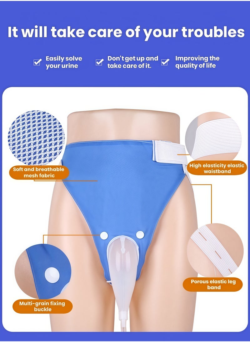 Reusable Silicone Urine Collector with Portable Wearable Urinary Drainage Bag System Wearable Washable Urinal Collector for Men while Sleeping Bed Patients