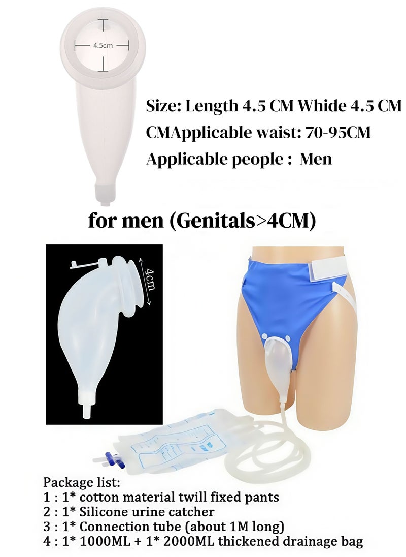 Reusable Silicone Urine Collector with Portable Wearable Urinary Drainage Bag System Wearable Washable Urinal Collector for Men while Sleeping Bed Patients