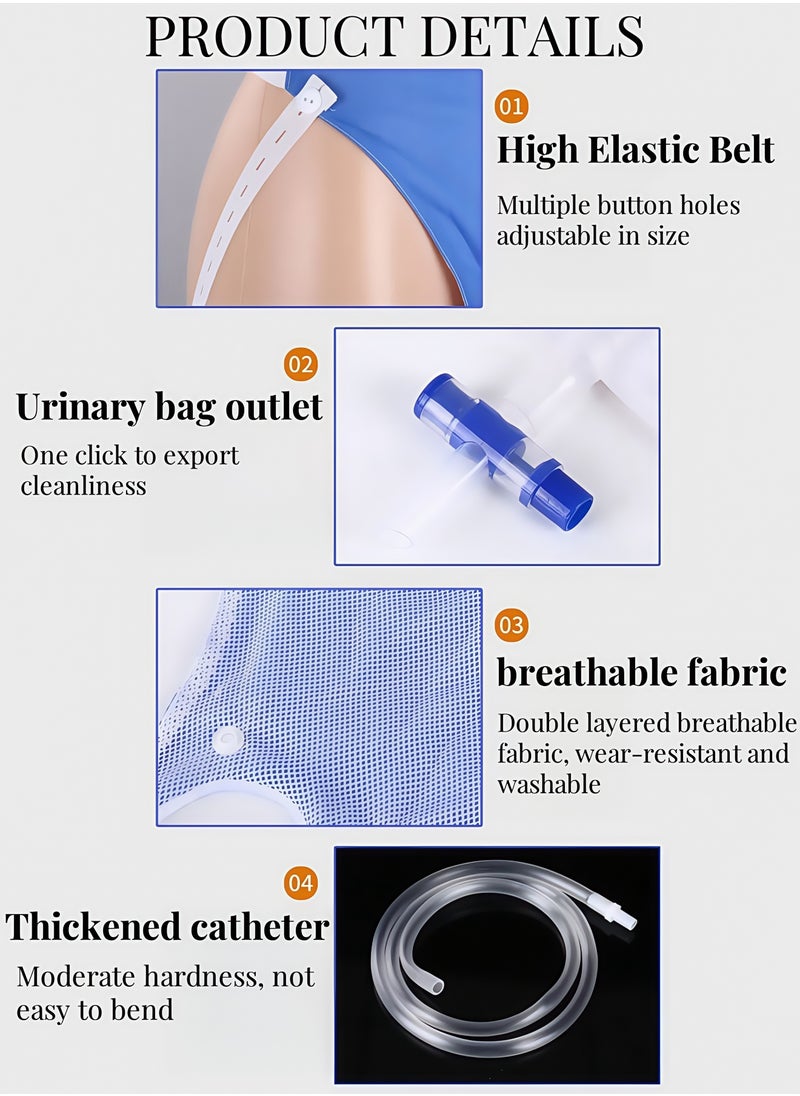 Reusable Silicone Urine Collector with Portable Wearable Urinary Drainage Bag System Wearable Washable Urinal Collector for Men while Sleeping Bed Patients