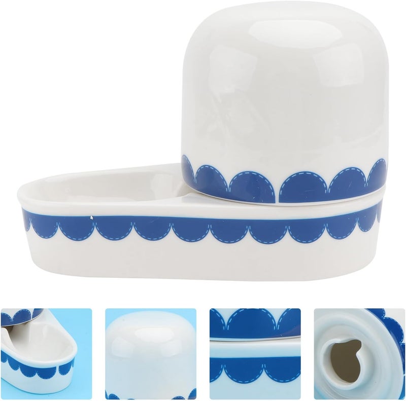 Ceramic Rabbit Waterbowl Creative Pet Drinking Bowl for Small Animals Home Use Blue Ceramic Water Dish for Rabbits and Chinchillas - Image 4