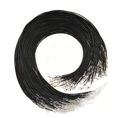 Looconi 20 Pieces 22 Inches Black Waxed Necklace Cord with Clasp Bulk for Bracelet Necklace and Jewelry Making - Image 1
