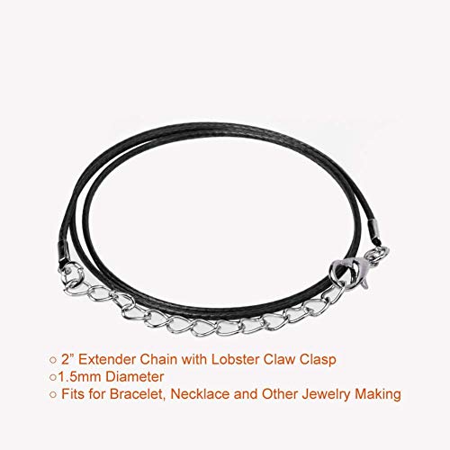 Looconi 20 Pieces 22 Inches Black Waxed Necklace Cord with Clasp Bulk for Bracelet Necklace and Jewelry Making - Image 2