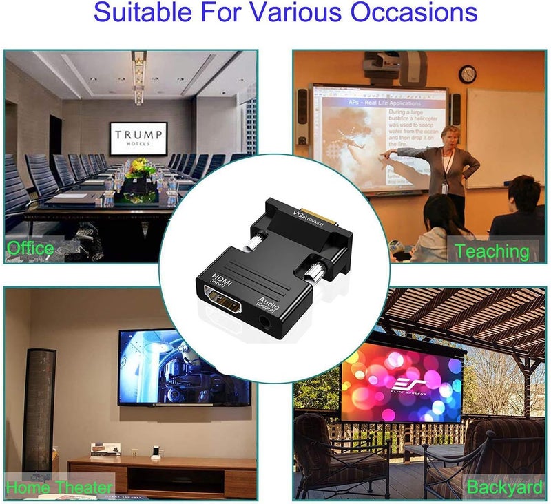 محول HDMI إلى VGA، كابل إخراج الصوت، محول موصل لجهاز الكمبيوتر وصندوق الاستقبال لأجهزة الكمبيوتر المحمول وشاشات الكمبيوتر وأجهزة العرض والتلفزيون عالي الدقة (يشمل ستيريو 3.5 مم) - Image 4