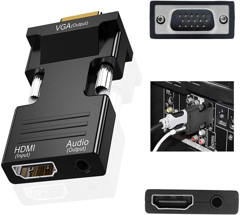 محول HDMI إلى VGA، كابل إخراج الصوت، محول موصل لجهاز الكمبيوتر وصندوق الاستقبال لأجهزة الكمبيوتر المحمول وشاشات الكمبيوتر وأجهزة العرض والتلفزيون عالي الدقة (يشمل ستيريو 3.5 مم) - Image 5