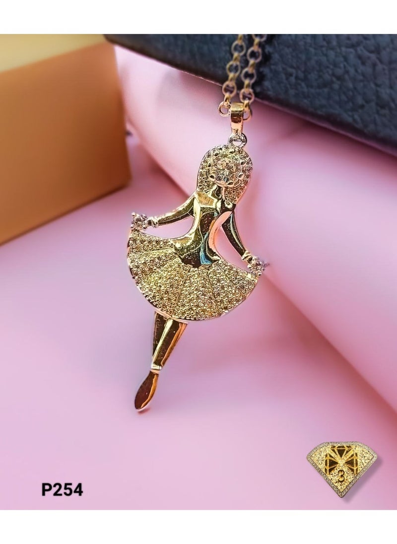 3Diamonds 3DIAMONDS Women's Gold-Plated Necklace with Ballerina Pendant – Elegant Crystal Embellishment  - Image 2