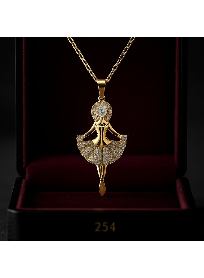 3Diamonds 3DIAMONDS Women's Gold-Plated Necklace with Ballerina Pendant – Elegant Crystal Embellishment  - Image 1