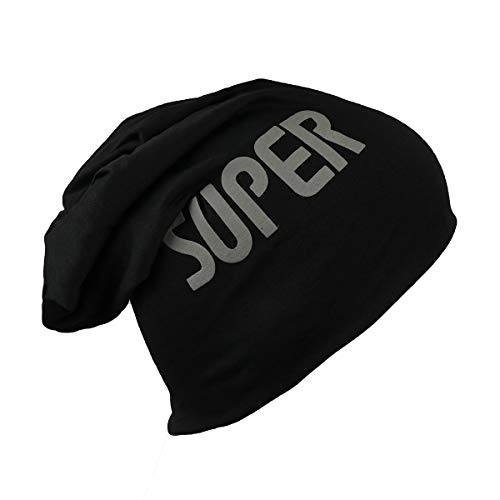 iSWEVEN Cotton Slouchy Beanie and Skull Cap for Summer, Winter, Autumn & Spring Season, Can be Used as a Helmet Cap Too - Free Size (7041A, Black) - Image 1