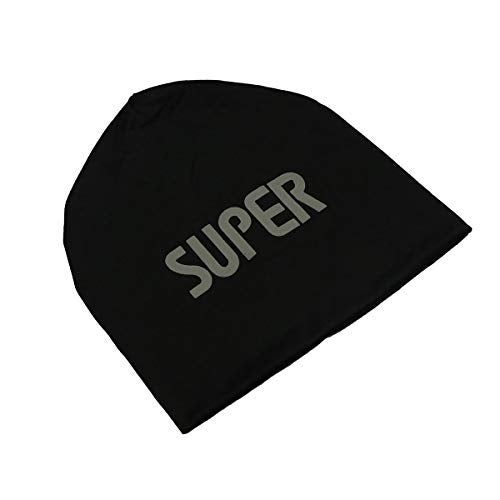 iSWEVEN Cotton Slouchy Beanie and Skull Cap for Summer, Winter, Autumn & Spring Season, Can be Used as a Helmet Cap Too - Free Size (7041A, Black) - Image 4