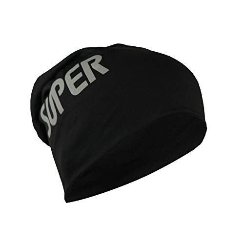 iSWEVEN Cotton Slouchy Beanie and Skull Cap for Summer, Winter, Autumn & Spring Season, Can be Used as a Helmet Cap Too - Free Size (7041A, Black) - Image 2
