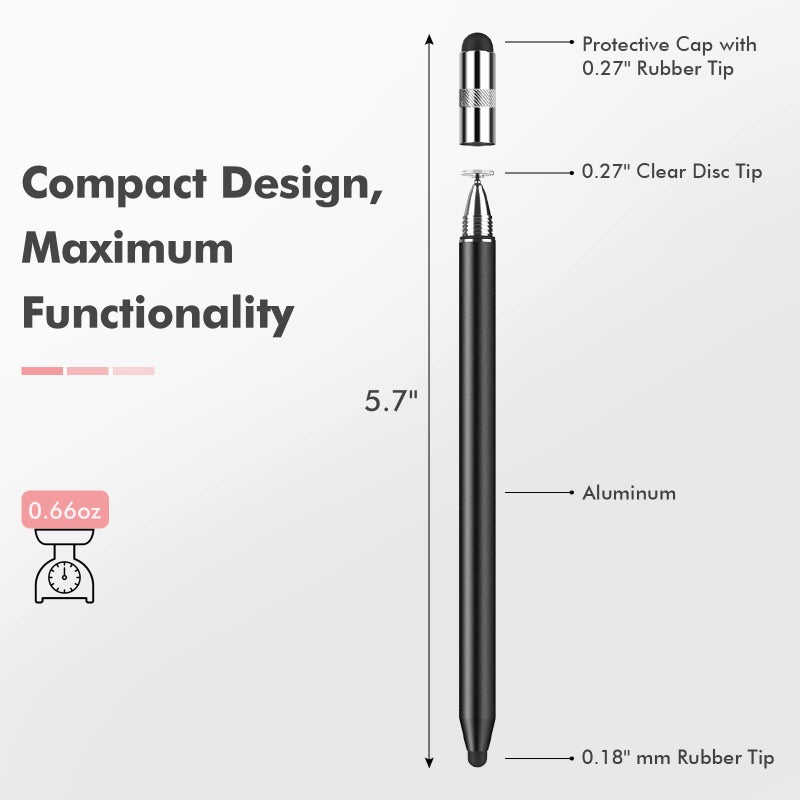 MEKO 3 in 1 Stylus Pens for Touch Screens, High Sensitivity & Precision Capacitive Stylus for Apple iPad iPhone Tablets Samsung Galaxy All Universal Touchscreen Devices (2 Pack-Black/Rose Gold) - Image 3