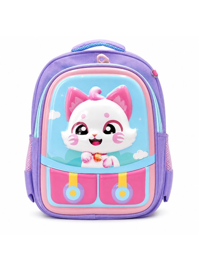 Happy kitty backpack 14.5 Inch School Backpack Lightweight Water-Resistant Book bag with Multiple Compartments, Padded Shoulder Straps & Side Bottle Pocket, Durable Daily Travel Bag