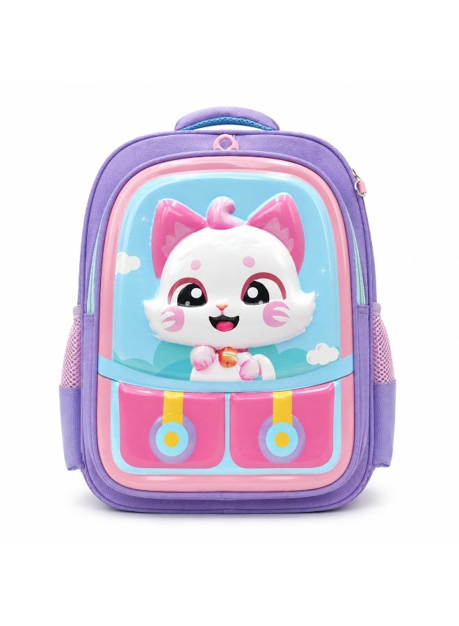 Happy kitty backpack 14.5 Inch School Backpack Lightweight Water-Resistant Book bag with Multiple Compartments, Padded Shoulder Straps & Side Bottle Pocket, Durable Daily Travel Bag - Image 1