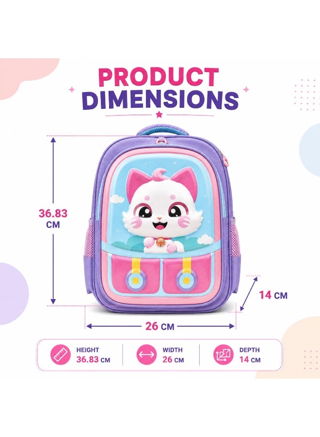 Happy kitty backpack 14.5 Inch School Backpack Lightweight Water-Resistant Book bag with Multiple Compartments, Padded Shoulder Straps & Side Bottle Pocket, Durable Daily Travel Bag - Image 4