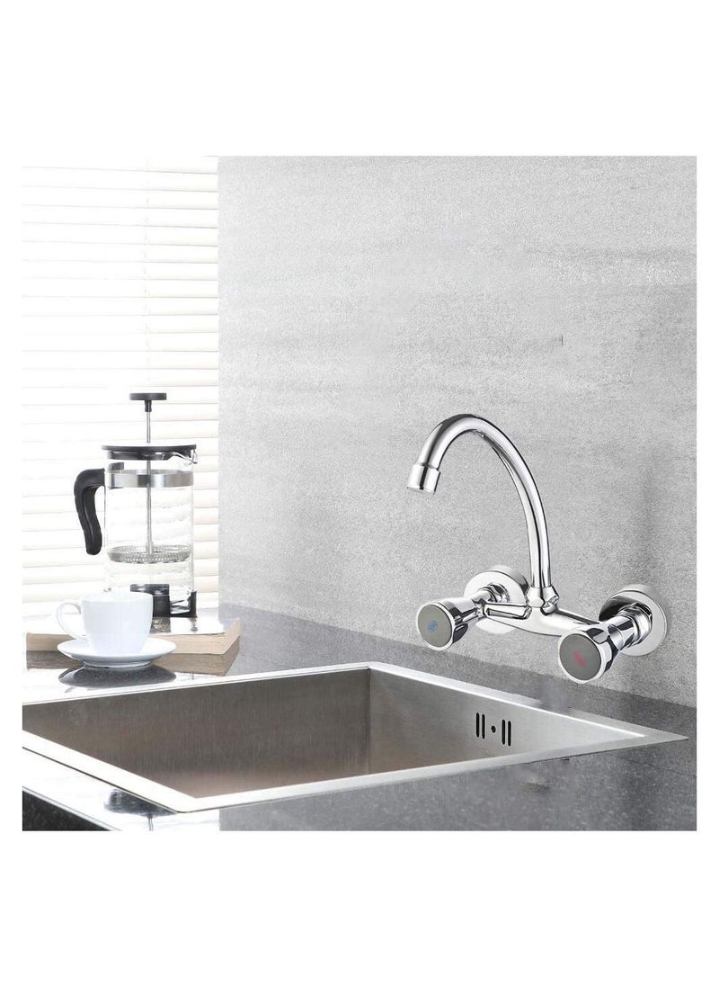 Classic Two Handle Wall Sink Mixer with HU Spout Chrome