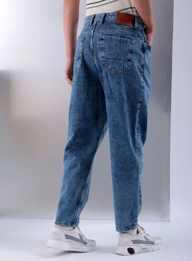 شركة المرآب الهندية Men Loose Tapered Solid Mid-Rise Jeans