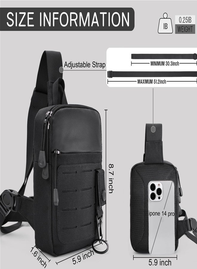MOZETO Tactical Sling Bag Small YKK Zipper Mens EDC Crossbody Work Tool Utility Bag with Tactical Keychain - Image 5