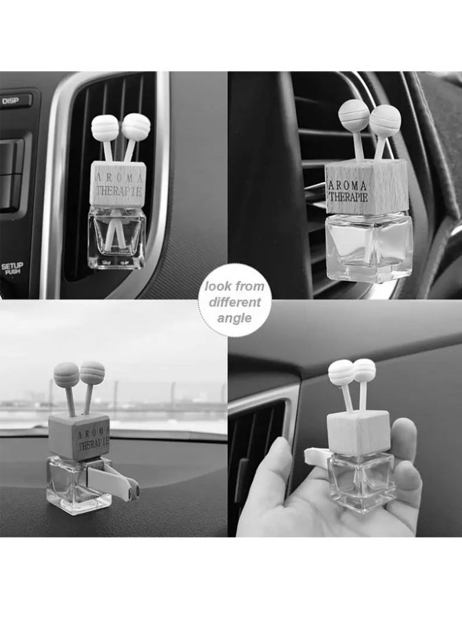 Glass clip car air freshener diffuser with empty and refillable sticks blue color - Image 2