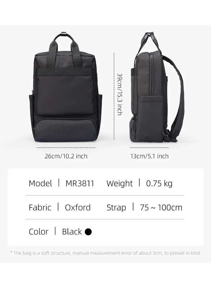 MARK RYDEN Mark Ryden MR3811 Laptop Backpack 15.6 Inch Lightweight Commuter Bag Water Resistant Oxford Fabric with Anti Theft Pocket Storable Shoulder Straps Side Pockets and iPad Compartment