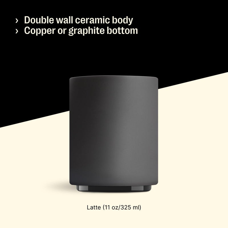 Fellow Monty Latte Art Cup 11oz - Double Wall Insulated Ceramic Coffee Mug for Cappuccino, Espresso & Barista, Stackable, Dishwasher Safe, Matte Black - Image 4