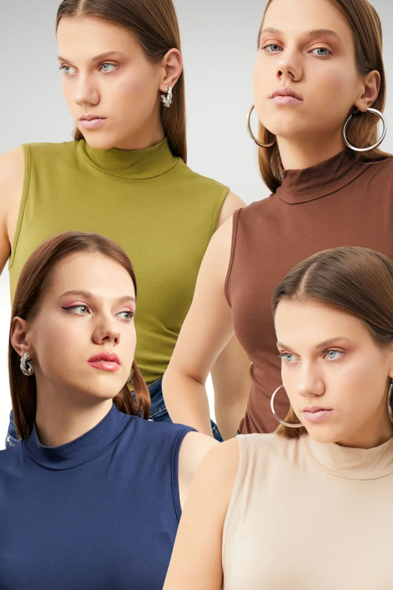 بيبانتولون BIPANTOLON Women's 4-Pack Half Turtleneck Bodysuits