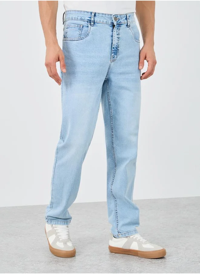 ستايلي Styli Mid Rise Five-Pocket Style Regular Fit Jeans