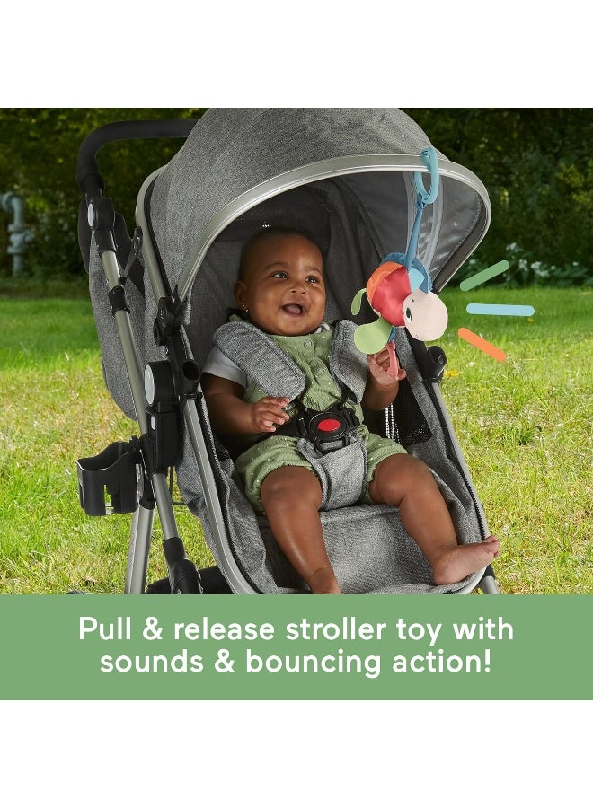 Fisher-Price Baby Stroller Toy Planet Friends Sea Me Bounce Turtle Plush With Teether, Motion & Sounds For Newborns​ Ages 0+ Months  - Image 3