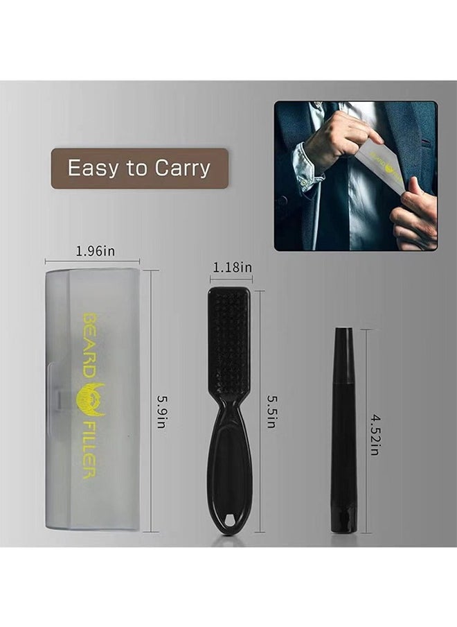 EELHOE - Beard Filler - Water Proof, Long Lasting Coverage & Natural Finish - Beard, Moustache & Eyebrows - Micro-Fork Tip for Seamless Application - Includes Bristle Brush for Blending (Black) - Image 1
