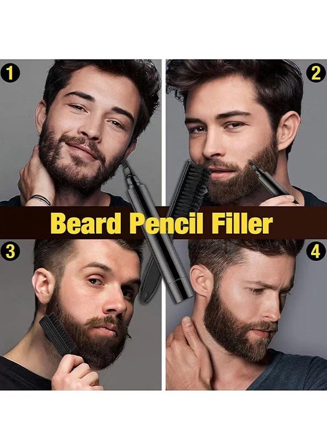 EELHOE Beard Filler - Water Proof, Long Lasting Coverage & Natural Finish - Beard, Moustache & Eyebrows - Micro-Fork Tip for Seamless Application - Includes Bristle Brush for Blending (Black)  - Image 5