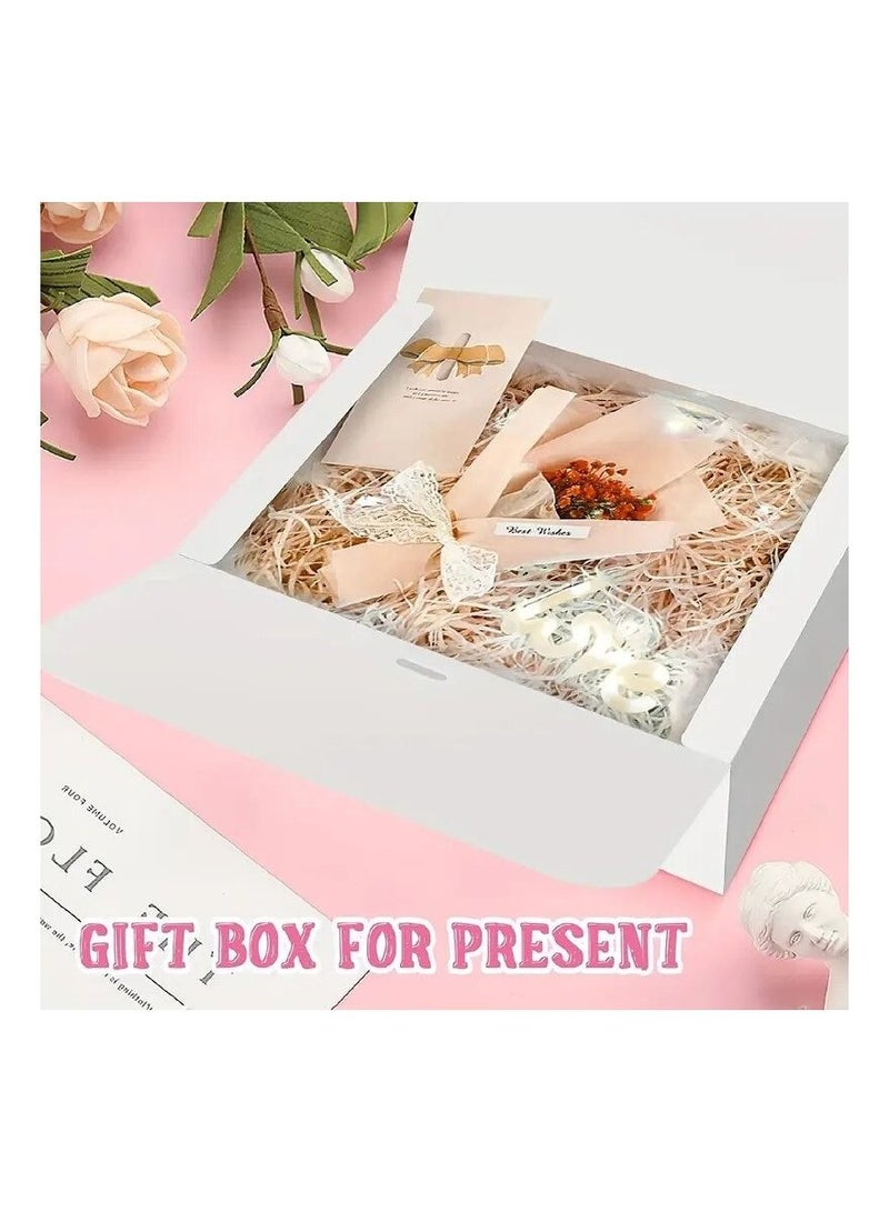 3 قطع صندوق هدايا كبير من الورق المقوى الأبيض الكل في واحد مع شريط فيونكة - Image 5