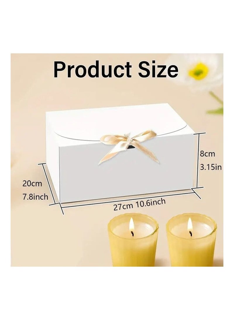 3 قطع صندوق هدايا كبير من الورق المقوى الأبيض الكل في واحد مع شريط فيونكة - Image 3