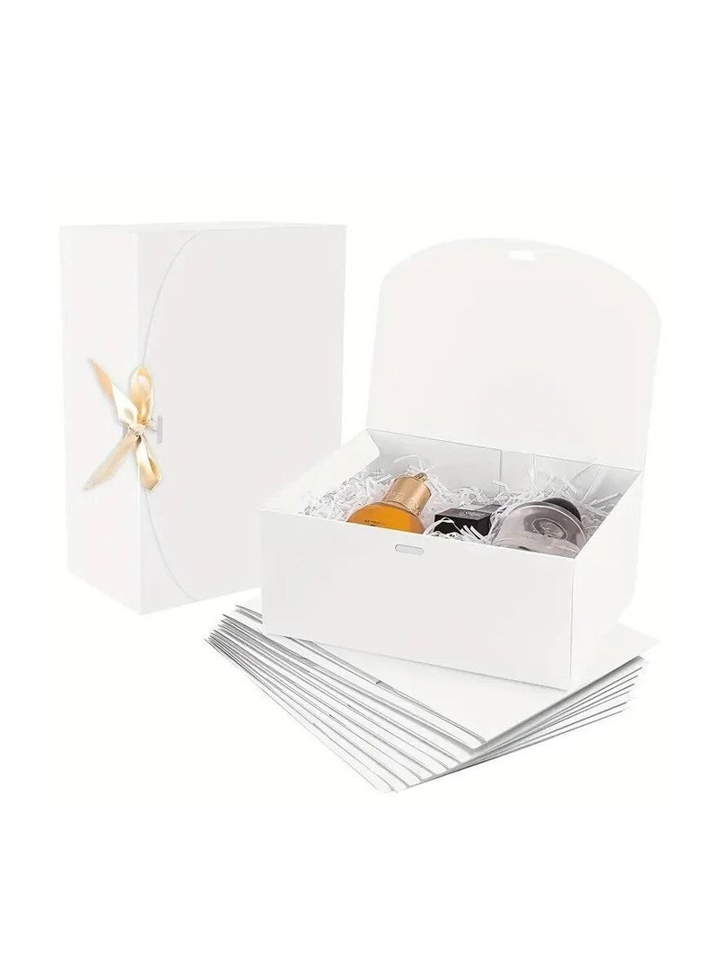 3 قطع صندوق هدايا كبير من الورق المقوى الأبيض الكل في واحد مع شريط فيونكة - Image 2