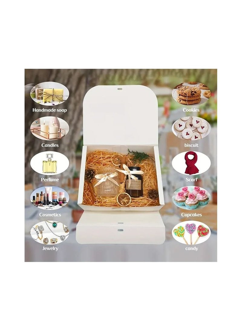 3 قطع صندوق هدايا كبير من الورق المقوى الأبيض الكل في واحد مع شريط فيونكة - Image 4