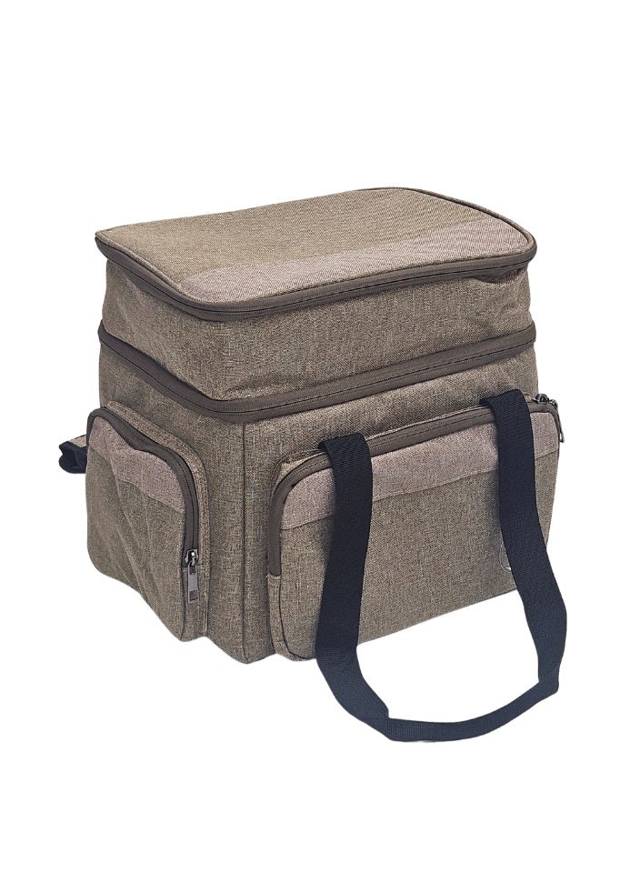 قمرا حقيبة تخييم وسفر ذات طابقين مع جيوب متعددة وبطانة داخلية، مصنوعة من قماش أكسفورد متين ومقاوم للماء، مثالية لتنظيم العناصر أثناء الرحلات والتخييم (28 × 20 × 28 سم) - Image 4