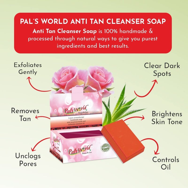 Pal's World Pals World Tan Removal Handmade Soap With Luxurious Herbs Authentic Essential Oil Helps Fights Acne and Pimples Remove Dark Spots For Men Women Anti Tan Cleanser 75gm Each Pack of 10 - Image 4