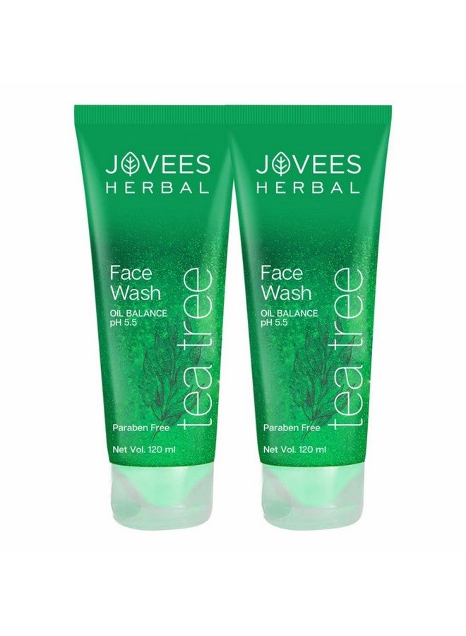 Jovees Herbal Tea Tree Oil Control Face Wash | For Women/Men | For Oily & Acne Prone Skin | With Vitamin E & Tea Tree Oil | Prevents Pimple & Acne Breakout 120 Ml (Pack Of Two) - Image 1