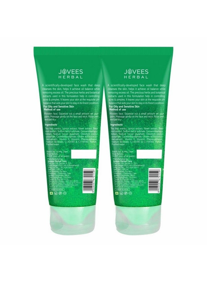 Jovees Herbal Tea Tree Oil Control Face Wash | For Women/Men | For Oily & Acne Prone Skin | With Vitamin E & Tea Tree Oil | Prevents Pimple & Acne Breakout 120 Ml (Pack Of Two) - Image 2