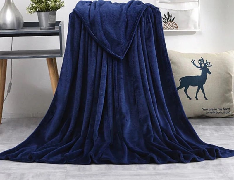 MORADO بطانية فردية دافئة فائقة النعومة 190 GSM لفصل الشتاء - 60x90 بوصة، أزرق داكن - Image 2