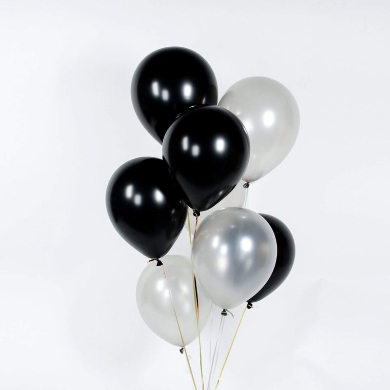 TOYXE Toy Balloon Premium Latex Metallic HD Silver and Black (Pack of 50) - Image 5